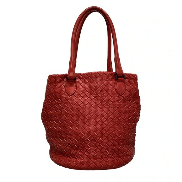 Auth BOTTEGA VENETA Intrecciato 225166 Red Leather Tote Bag - Picture 1 of 16